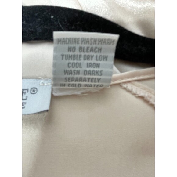 Val Mode Lingerie Long Tie Robe Light Peach Chiffon Sleeves Floral Collar Size L - Picture 11 of 14